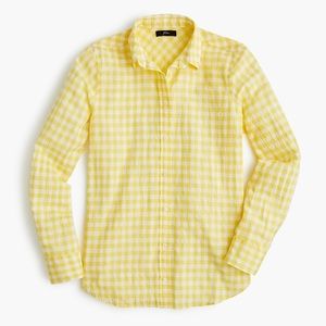 Yellow Gingham J Crew Button Down shirt size 12